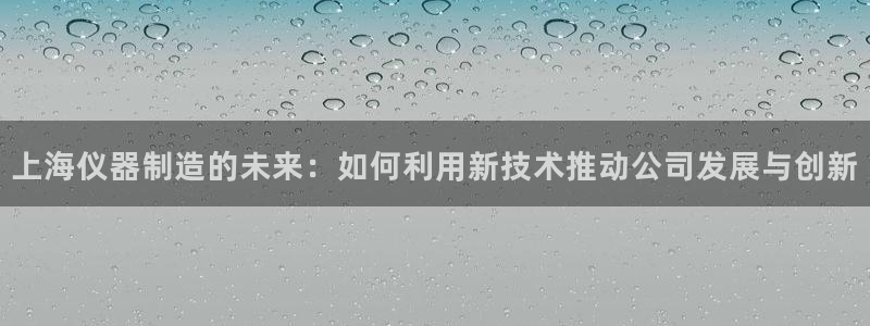 天宏娱乐代理：上海仪器制造的未来：如何利用新技术推动公司发展