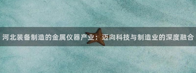 天宏娱乐直播团：河北装备制造的金属仪器产业：迈向科技与制造业